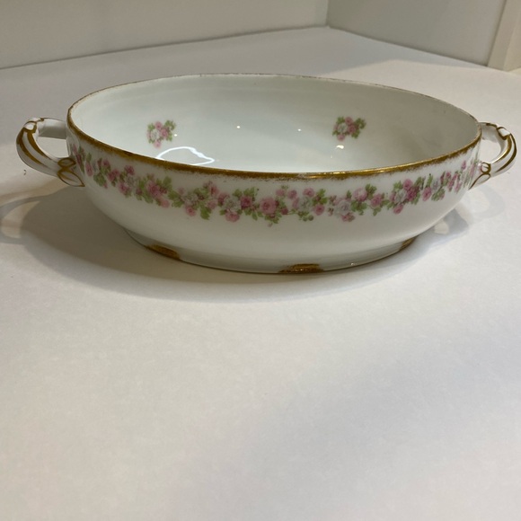 Vtg C. Ahrenfeldt Limoges Bone China Oval Serving Dish with Handles - Picture 3 of 10